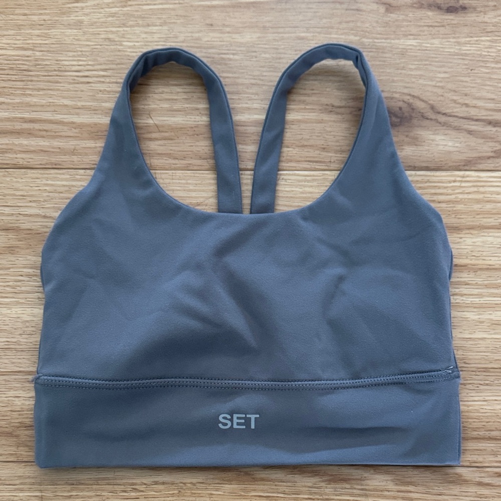 Set Active Women's Sports Bra Size XS Gray Athletic Athleisure Workout Sporty